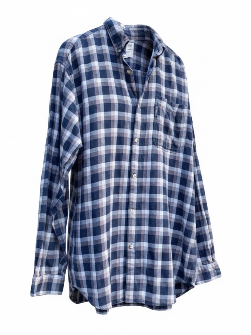 NICE Columbia Button Down Heavyweight Navy/Grey Flannel Plaid Mens XLT (Tall)